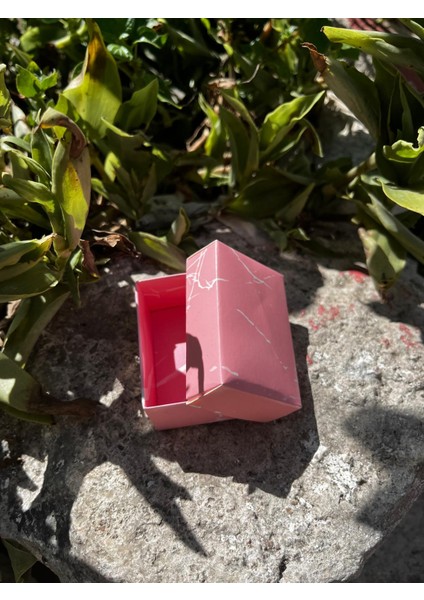 6X4X3 Pembe Mermer Desenli Yüzüklük Takı Kutusu [demonte Süngerli 25ADET]