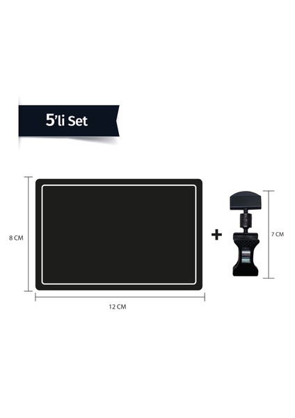 Siyah Pvc Fiyat Etiketleri Silinebilir, Yeniden Yazılabilir, Ayarlanabilir, 5 Adet Mandallı Pvc LEVHA,8CMX12CM