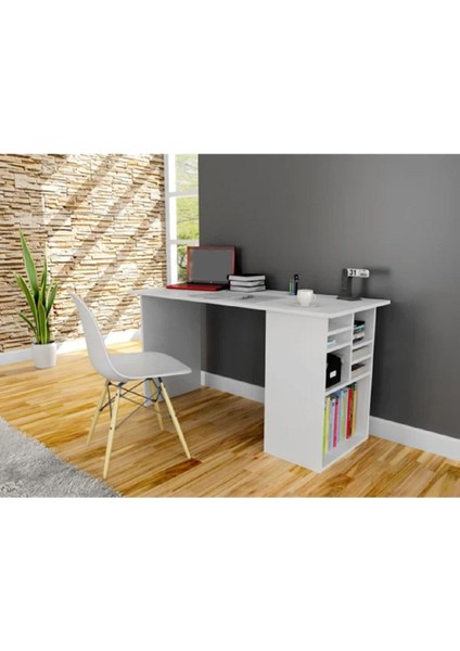 Beyaz Çalışma Masası, Kitaplıklı Çalışma Masası, Ofis Çalışma Masası, Ders Çalışma Masası - CM67