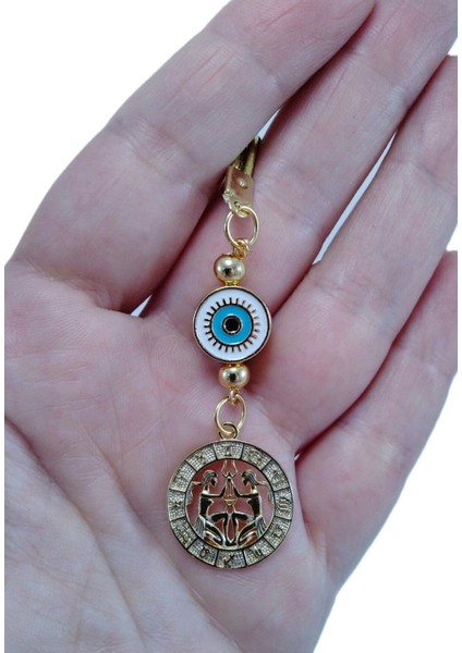 Altın Kaplama Ikizler Burcu Nazar Boncuğu Araba Dikiz Ayna Süsü Lüks Yeni Araba Hediyesi