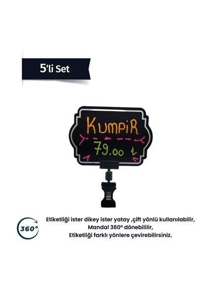 Siyah Pvc Fiyat Etiketleri Silinebilir, Yeniden Yazılabilir, Ayarlanabilir 5 Adet Mandallı Pvc LEVHA,8CMX12CM fiyatları
