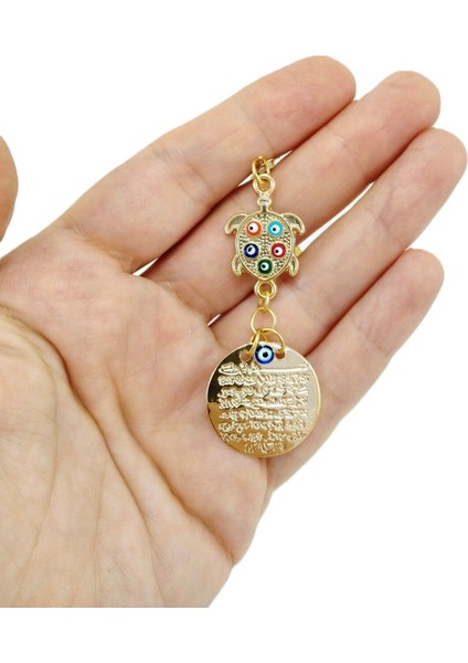 Metal Ayetel Kürsi Araba Dikiz Ayna Süsü Renkli Kaplumbağa Nazar Boncuklu Lüks Hediyelik modelleri