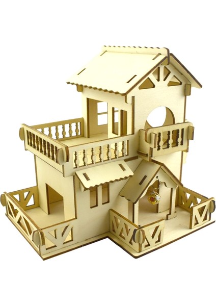 F Stili Hamster Gizleme Ahşap Kulübe Küçük Hayvan Aksesuarları Çift Katlı Villa Sıçan Oda Evi Kafes Egzersiz Oyuncak Merdivenli Tahta (Yurt Dışından) fırsatları