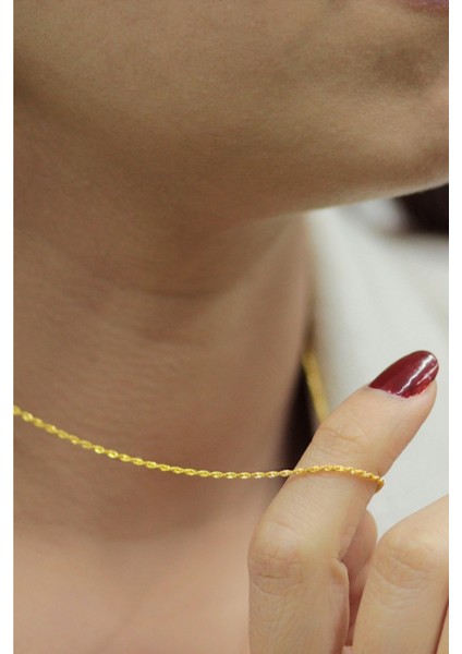14 Ayar Ince Altın Burgu Halat Zincir Kolye