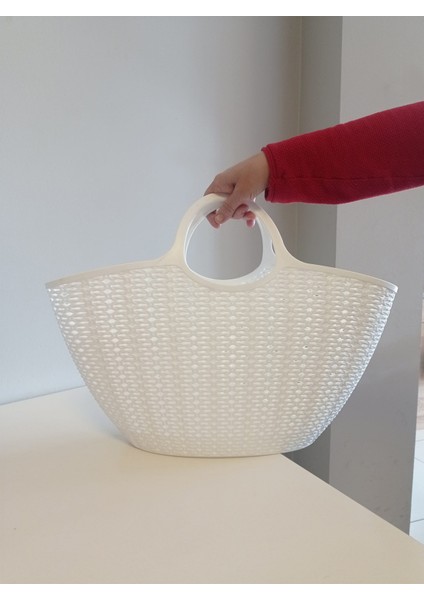 Piknik-Pazar-Plaj-Hobi Örme Plastik El Çantası