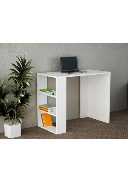 Kitaplıklı Çalışma Masası, Beyaz Çalışma Masası, Ders Çalışma Masası, - CM55
