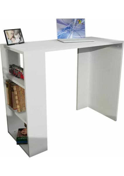 Kitaplıklı Çalışma Masası, Beyaz Çalışma Masası, Ders Çalışma Masası, - CM55