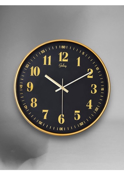 D-218-A-9 Eskitme Kadran 30 cm Sessiz Akar Duvar Saati Gold-Lacivert