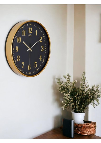 D-218-A-9 Eskitme Kadran 30 cm Sessiz Akar Duvar Saati Gold-Lacivert