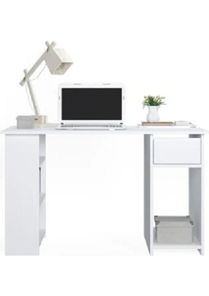 Beyaz Çalışma Masası, Kitaplıklı Çalışma Masası, Ofis Çalışma Masası, Ders Çalışma Masası - CM72