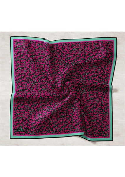 Twill Ipek Eşarp - 11412-29 Siyah Fuşya