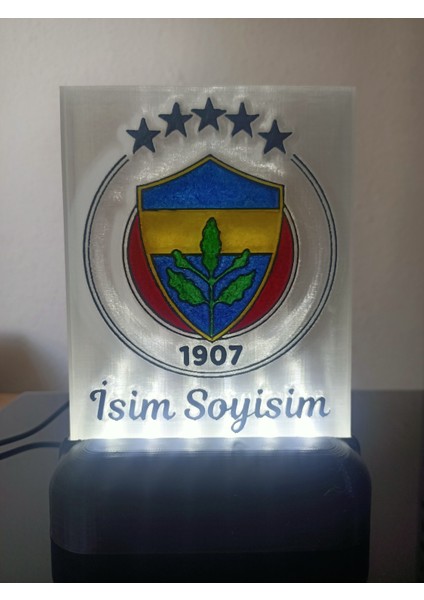 3D Dönüşüm Atölyesi Dekoratif LED Lamba Kişiye Özel İsimli Sarı-Lacivert Taraftar M1