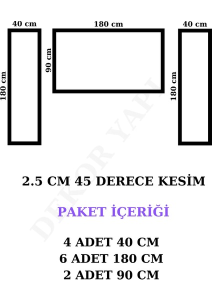 Dekoratif Boyanabilir 2,5 cm Duvar Çıtası Kesimli Hazır Paket Yatak Odası