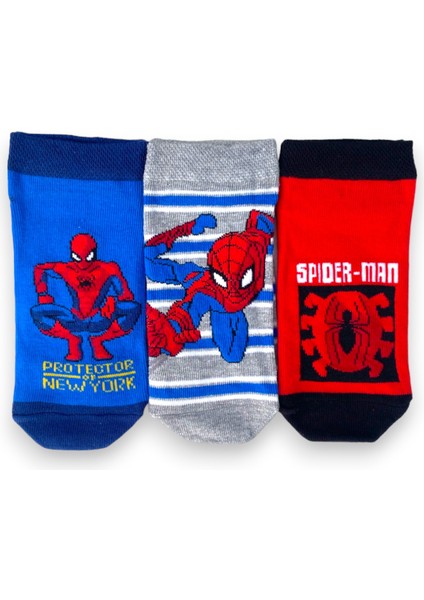 Disney Lisanslı Spiderman Patik Çorap 3'lü Paket