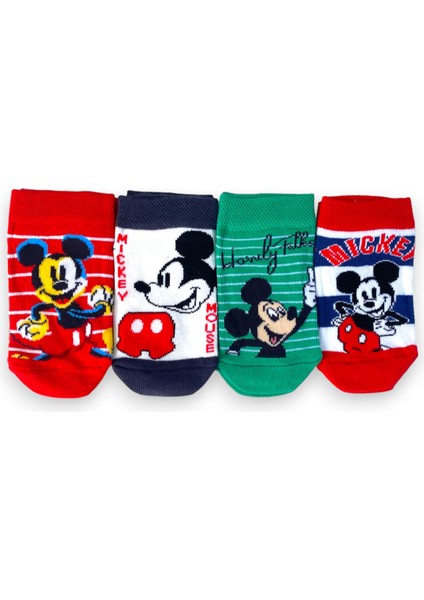 4'lü Disney Lisanslı Mickey Mouse Patik Çorap