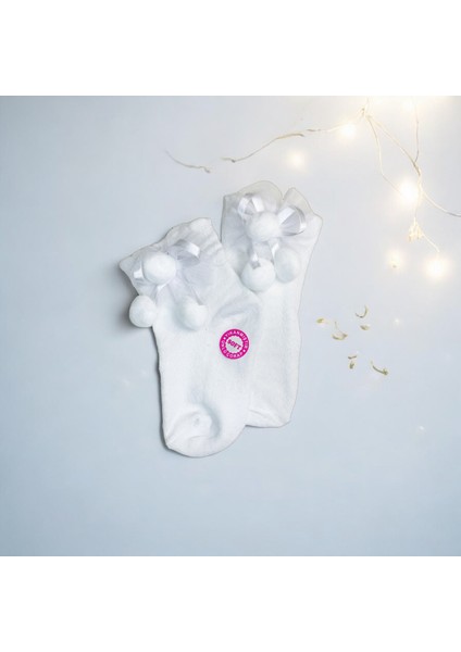 3 Renk Kız Bebek/çocuk Ponponlu Yıkanmış Parfümlü Soket Çorap