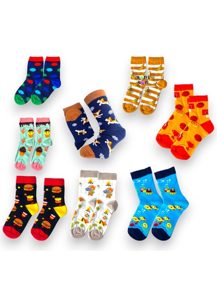 Kız/Erkek Çocuk Pamuklu Soket Çorap 5'li Karışık Paket