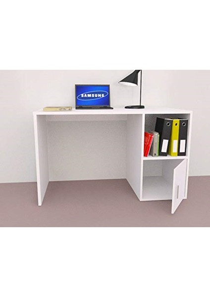 %100 Mdf Çalışma Masası, Bilgisayar Masası, Kitaplıklı Çalışma Masası, Beyaz Ders Çalışma Masası