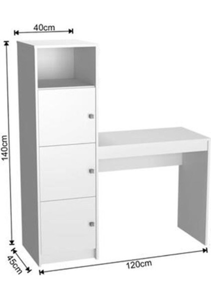 %100 Mdf Çalışma Masası, Bilgisayar Masası, Kitaplıklı Çalışma Masası, Beyaz Ders Çalışma Masası