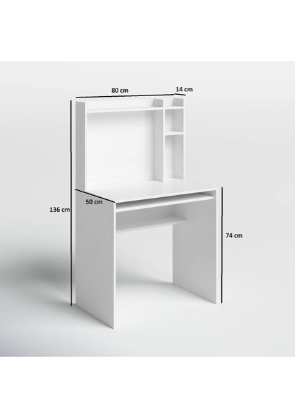 %100 Mdf Çalışma Masası, Bilgisayar Masası, Kitaplıklı Çalışma Masası, Beyaz Ders Çalışma Masası