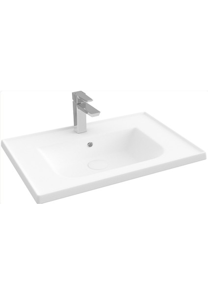 Linea Düz Lavabo 65CM Beyaz Dekorsuz Delikli 10LE50065-49