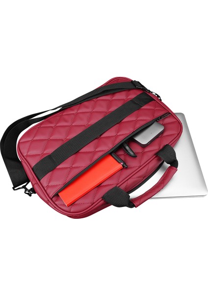 300111 15" Bordo Baklava Desenli Bilgisayar Notebook Çantası