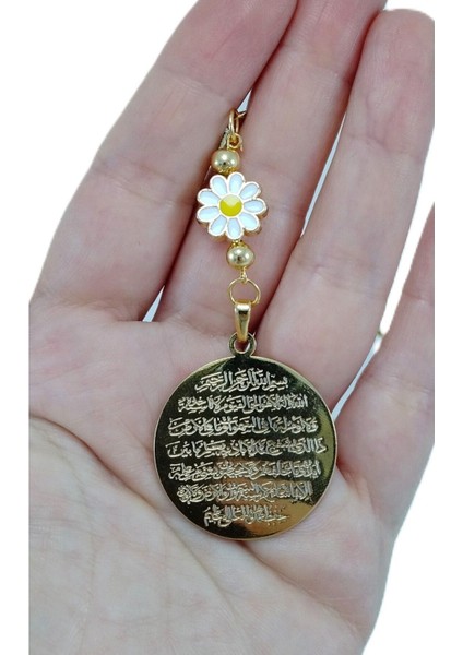 Altın Kaplama Ayetel Kürsi Araba Dikiz Ayna Süsü Papatya Boncuklu Lüks Yeni Araba Hediyesi modelleri