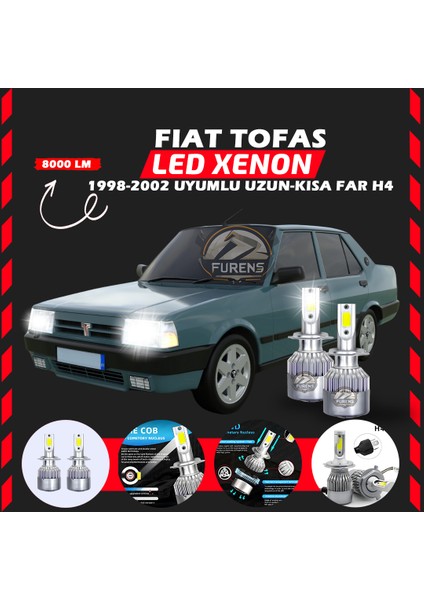 Fiat Tofaş Uzun - Kısa Far Uyumlu Şimşek Etkili Led Xenon Performance Series H4