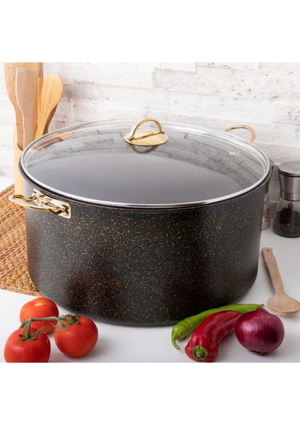 34 cm Gold Stone Maksi Derin Tencere, Non-Stick Derin Tencere 16 Lt