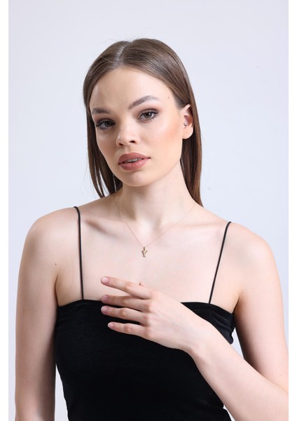 Altın Taşlı Y Harfi Kolye modelleri