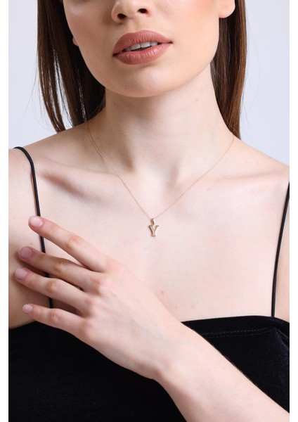 Altın Taşlı Y Harfi Kolye fırsatları