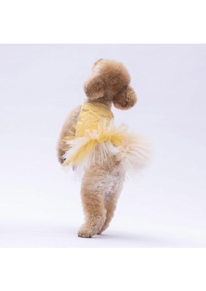 Sarı Polka Dot Kedi Köpek Elbisesi