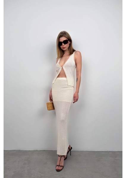 Maxi Boy Dokulu Etek