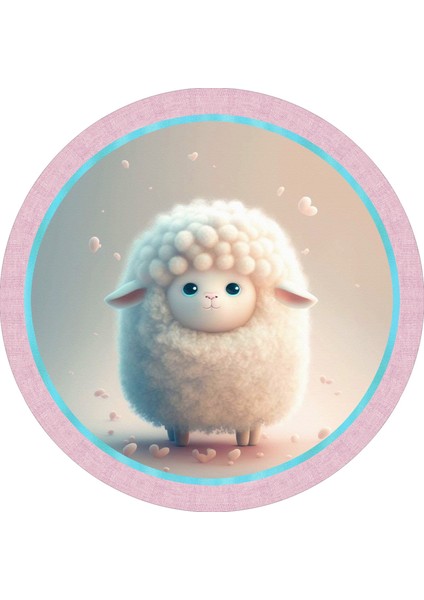 Sevimli Koyun Çocuk Odası Halısı / 90 x 90 cm
