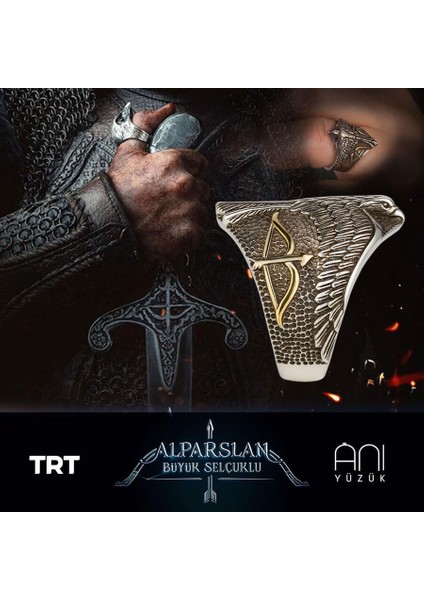 Alparslan Büyük Selçuklu Şahin Model Gümüş Erkek Yüzük