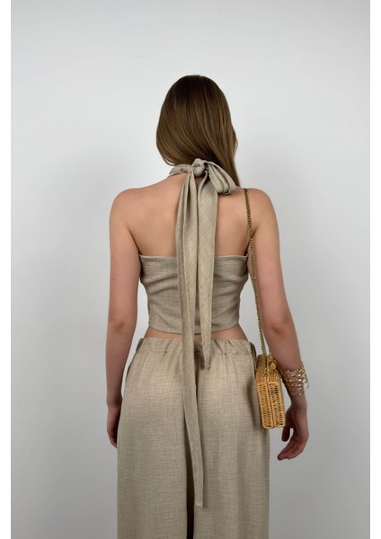 Çapraz Bağlamalı Keten Crop indirimleri