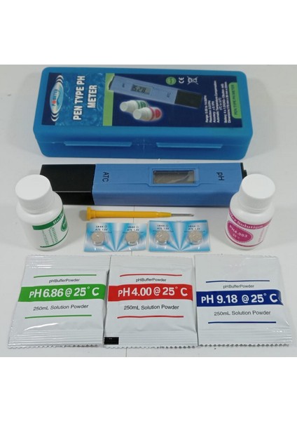 Atc Özellikli Dijital Ph Metre Su Ölçüm Cihazı Test Aralığı 0.00-14.00 Kalibrasyon Sıvısı ve Tozları Ile Birlikte