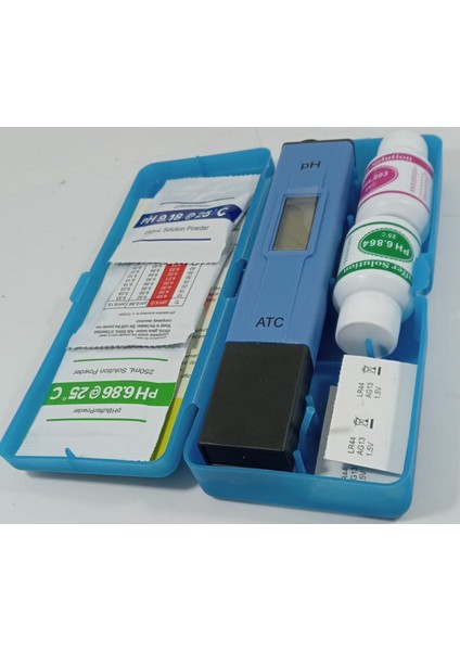 Atc Özellikli Dijital Ph Metre Su Ölçüm Cihazı Test Aralığı 0.00-14.00 Kalibrasyon Sıvısı ve Tozları Ile Birlikte