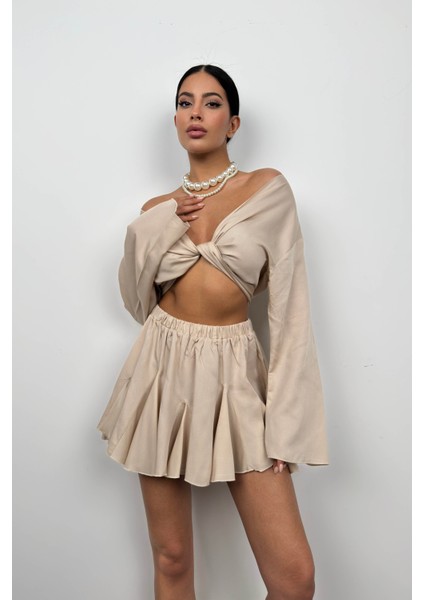 Kayık Yaka Uzun Kol Crop fiyatları