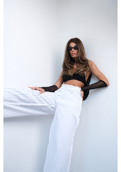Püskül Detay Wide Leg Jean