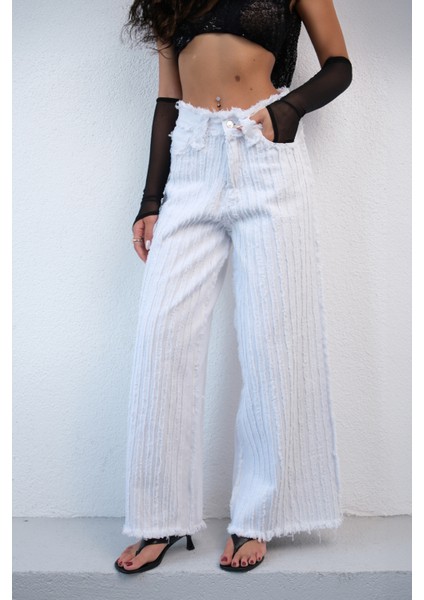 Püskül Detay Wide Leg Jean