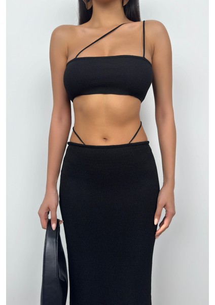 Askı Detay Straplez Dokulu Crop fiyatları