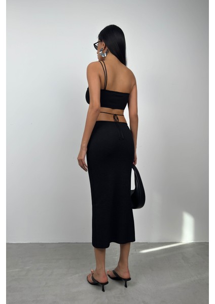 Askı Detay Straplez Dokulu Crop indirimleri