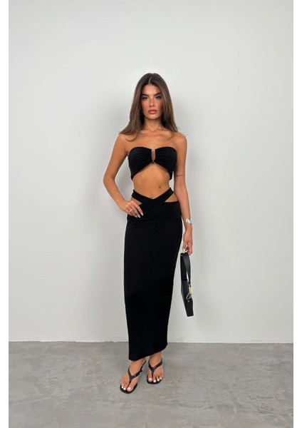 Black Fashion Büzgülü Straplez Bra