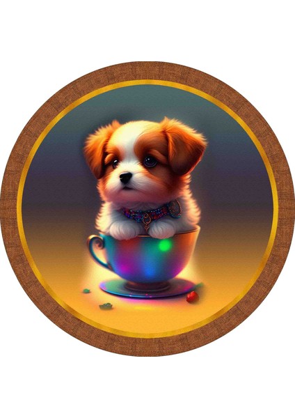 Sevimli Köpek Çocuk Odası Halısı / 90 x 90 cm