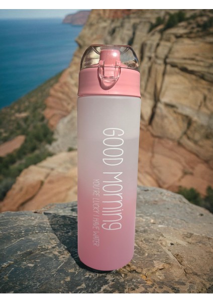500ML Good Morning Baskılı Mat Motivasyon Su Matarası