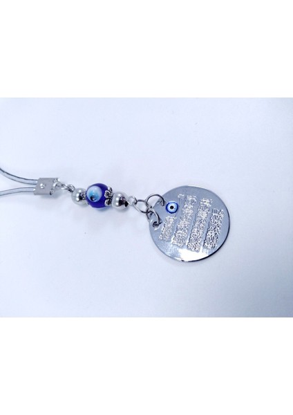 Metal Nazar Ayeti Araba Dikiz Ayna Süsü El Yapımı Nazar Boncuğu Lüks Aksesuar Gümüş Renkli modelleri