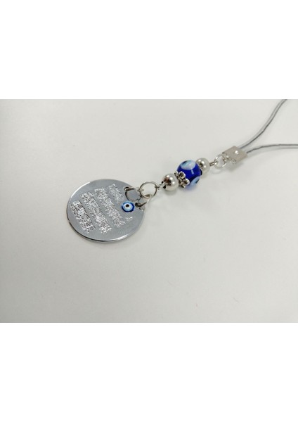 Metal Nazar Ayeti Araba Dikiz Ayna Süsü El Yapımı Nazar Boncuğu Lüks Aksesuar Gümüş Renkli fırsatları