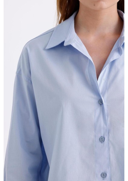 %96 Pamuk Esnek Poplin Kadın Gömlek 1163