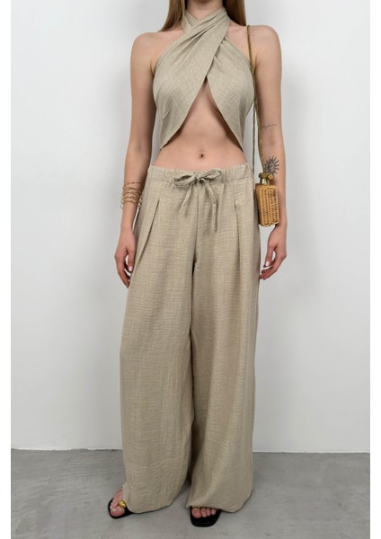 Düşük Bel Oversize Keten Pantolon fiyatları